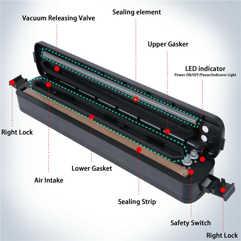 Elektrisk Vakuumforsegling Automatisk ABS Maskin FreshFood Forsegler Kjøkken Husholdningsposeforseglere Mini Matpakkemaskin Husholdnings Varmeforseglingsmaskin