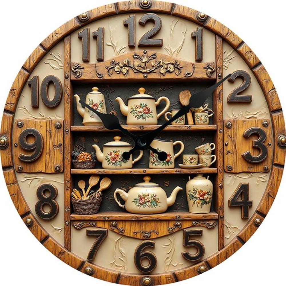 Wood Dessert Theme Wall Clock Silent Sweep Movement Silent Wooden Wall Clock Living Room Decor