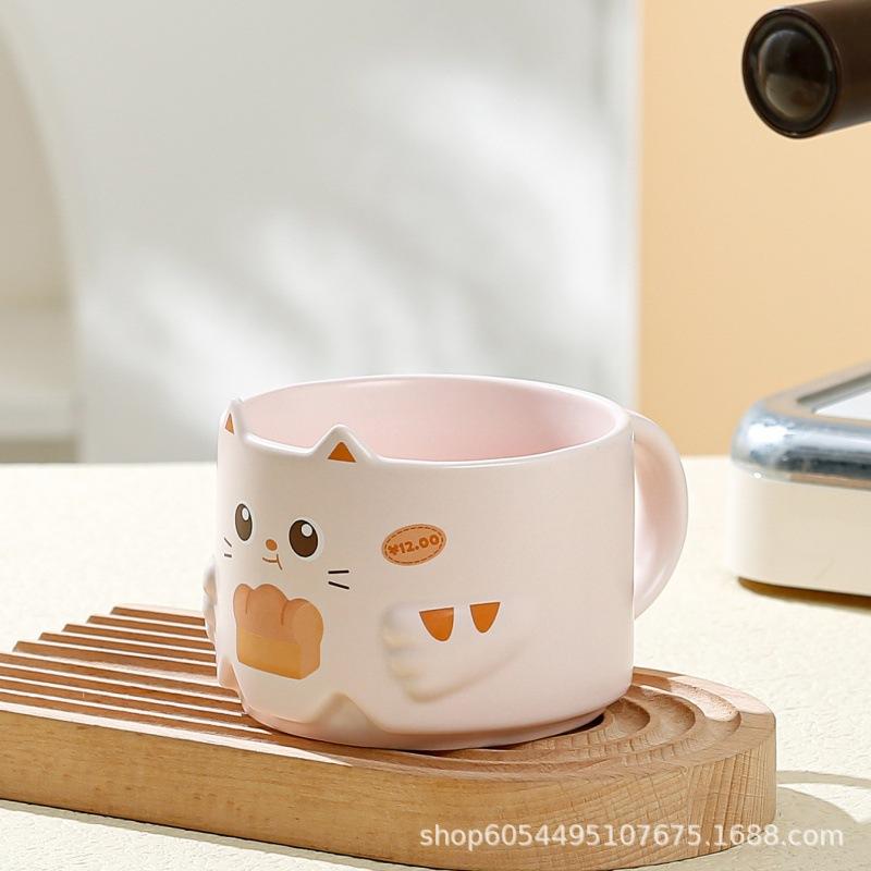 

Старший Дизайн Кот Сложенная Чашка Творческая Пара Девушка Кружка Офис Мультфильм Керамическая Чашка Для Воды Кофейная Чашка 300ml