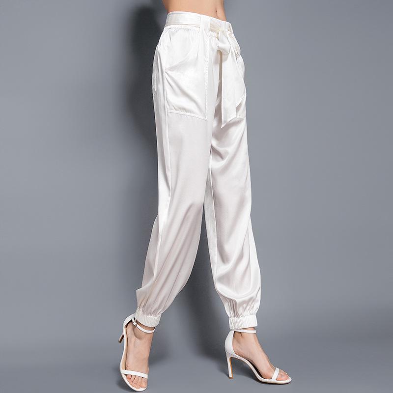 19mm Maulbeerseide Stretch Satin Cropped Jogger mit elastischem Kordelzugbund - Slim Fit, Freizeithose 2025