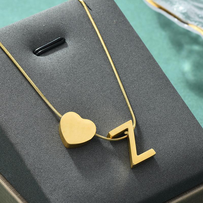 

И Модное Современное Ожерелье-Цепочка из Титановой Стали в Виде Змеи с Сердцем и Дизайнерской Буквой Titanium Z Gold