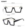 Oversized Square Glasses New Women Stylish Semi Metal Rim Eyeglasses Trendy Vintage Design Blue Light Blocking Eyewear