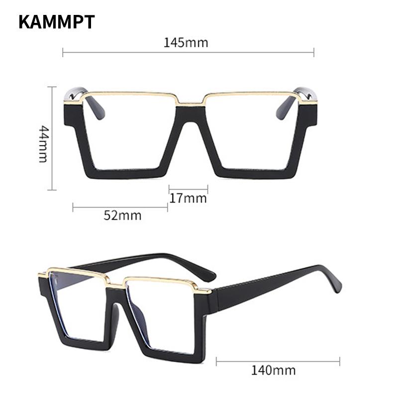 Oversized Square Glasses New Women Stylish Semi Metal Rim Eyeglasses Trendy Vintage Design Blue Light Blocking Eyewear