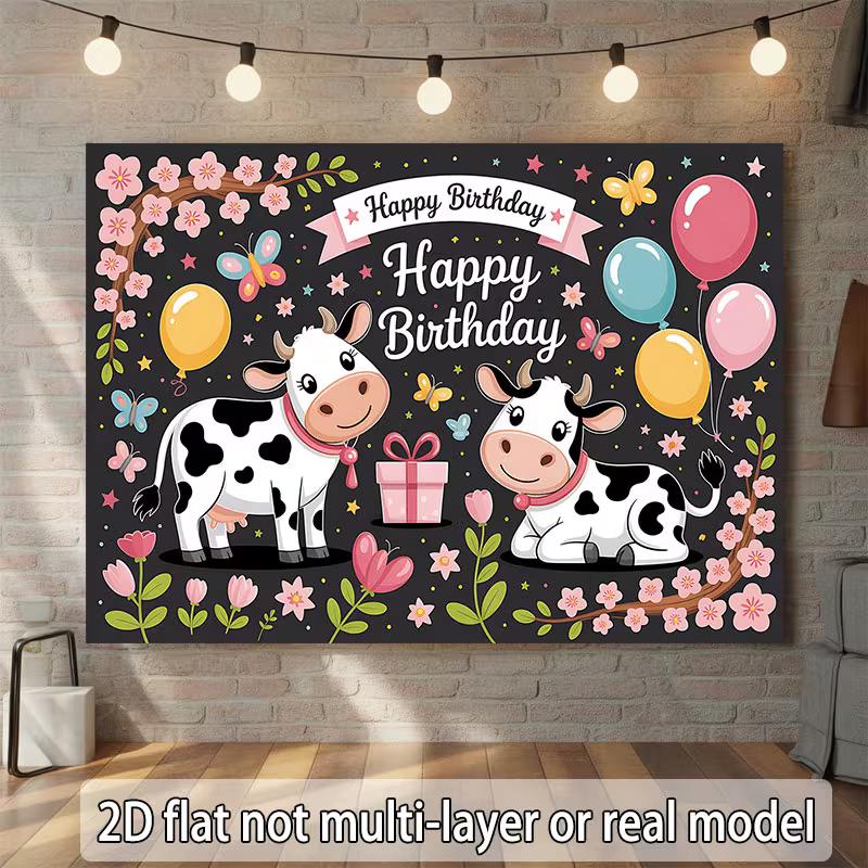 2D Cow Backdrop for "Holy Cow" Themed Birthdays, Farm Animal & Spring Parties
