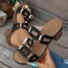 Sandalias con tacón de bloque para mujer, elegantes tacones sin cordones para salir y uso informal en verano