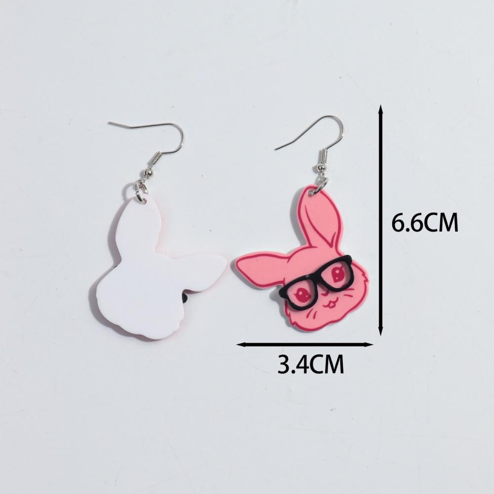 Lovely Easter Pink Glasses Rabbit Drop Earrings for Women Girls Cute Cartoon Bunny Animal Pendant Earring Trendy Jewelry Gifts
