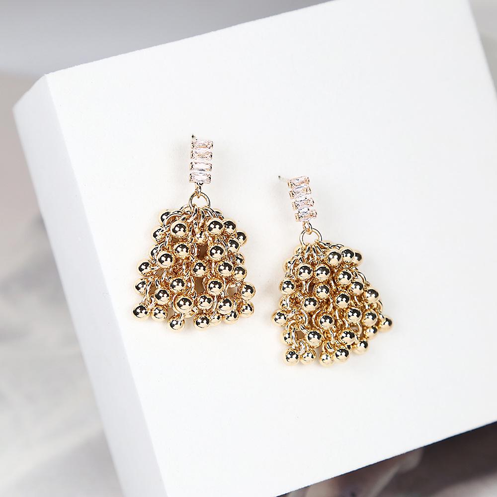 

Vintage French Tassel Beaded Earrings with S925 Silver and Zircon