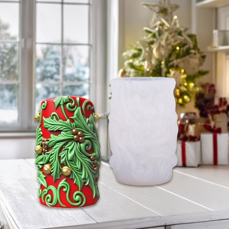 Flower Embossed Cylinder Silicone Candle Mould Food Grade Silicone For Making Candle Soap Chocolate Holiday Decoration