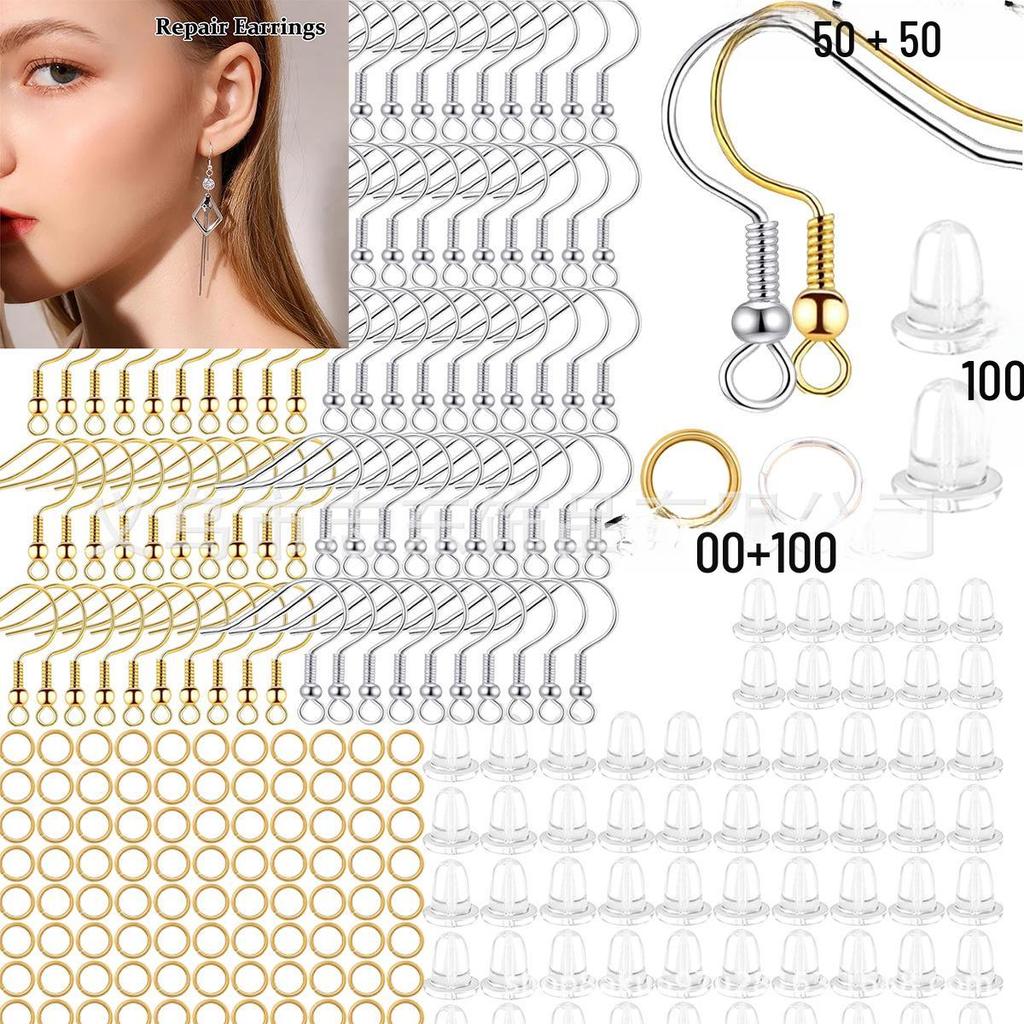 Ørekrok i lær og reparasjonssett med karabinkroker og åpne ringer for DIY-smykker