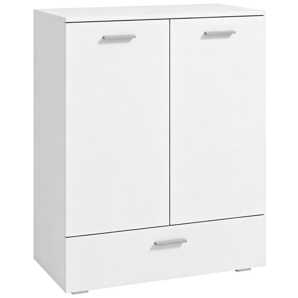 Modern Sideboard, Freestanding Storage Cabinet with Drawer and Adjustable Shelf, White