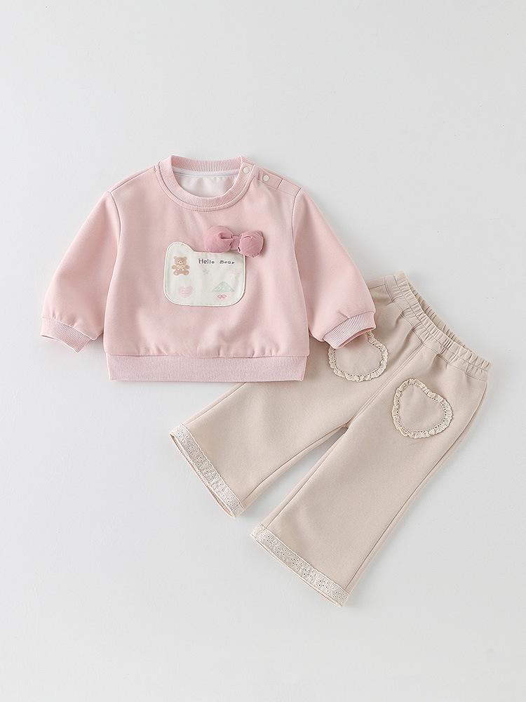 Infant Girls' 2026 Korean-Style Spring Hoodie - Versatile Long Sleeve Casual Top