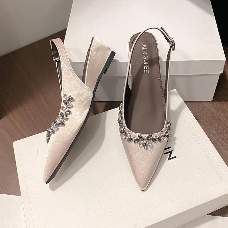 Fashion Crystal Women Heeled Sandals Pointed Toe High Heels Shoes Woman Wedges Slippers 2025 Fashion Slingback Sexy Dress Summer Pumps