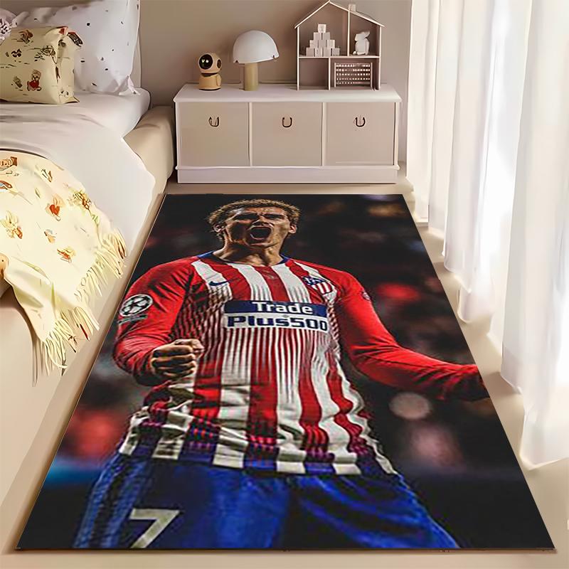 Sports Area Rug, Antoine Griezmann Atletico Plus500 Champions League Roar Poster, Fan Cave Decor, Non-Slip Mat