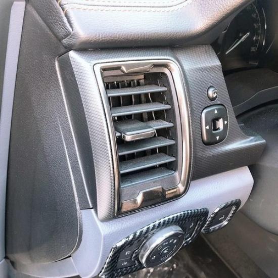 4PCS Carbon Fiber Car Front Air Vent Outlet Cover Trim For Ford Ranger 2015-