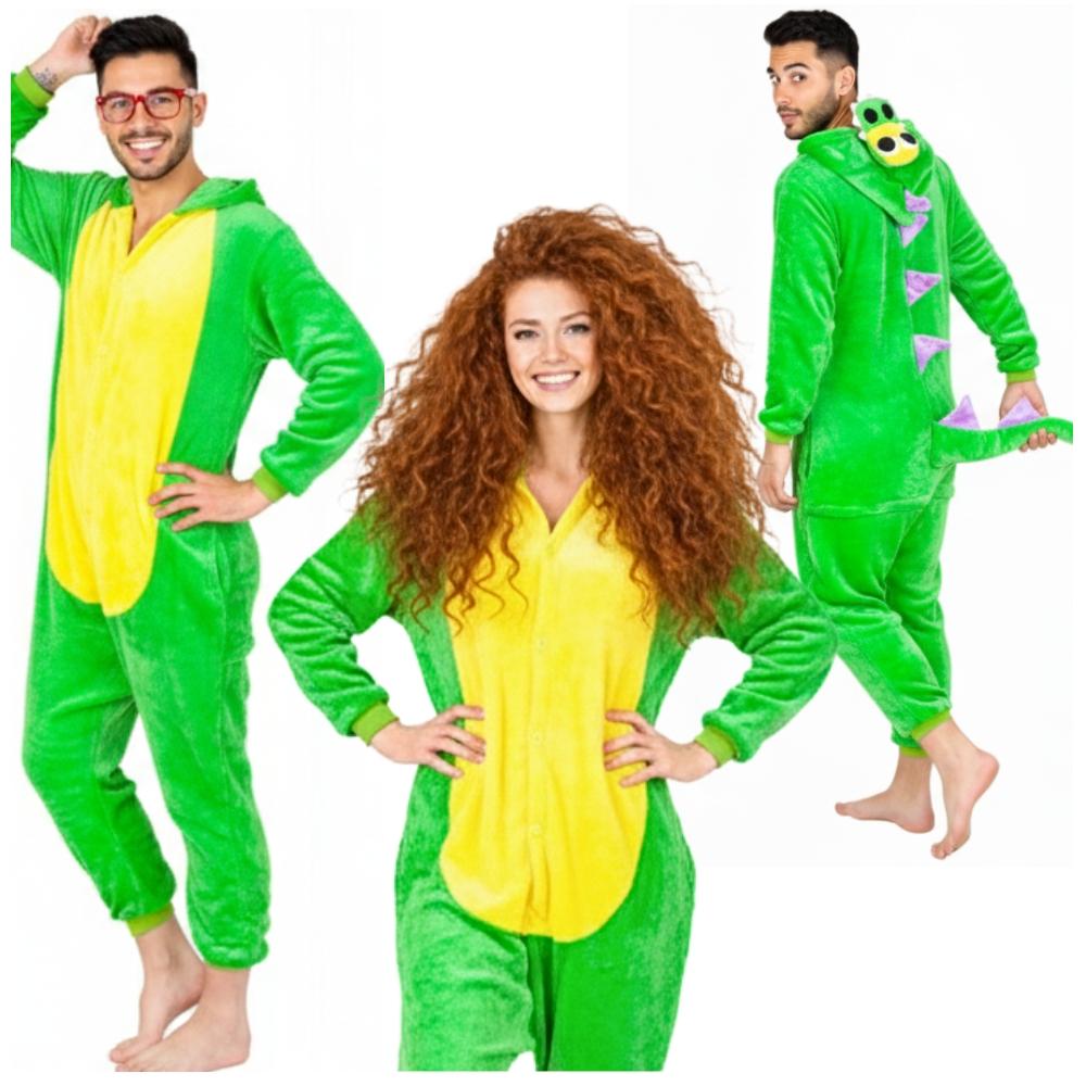 Dámské kigurumi pyžamo overal krokodýl teplý jednodílný kostým XL Onesie Kostým A105 - L