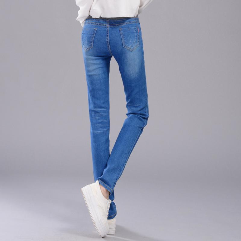 Jarní a podzimní džíny s vysokým pasem, dámské skinny kalhoty a nadměrné džínové kalhoty s volným pasem pro baculaté dívky
