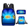 Mikecrack Rucksack Grund- und Sekundarschule Schultasche Bedruckter Rucksack Umhängetasche Federmäppchen Dreiteiliges Set