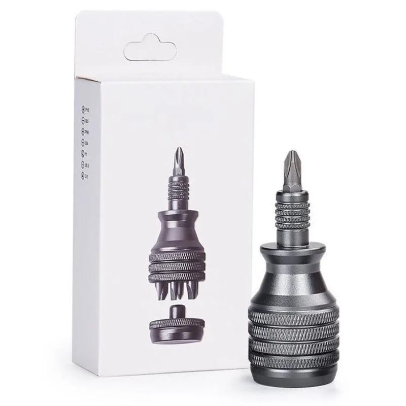 7-w-1 Przemysłowy Mini Zestaw Wkrętaków - Rękojeść ze Stopu Aluminium, Końcówki Phillips/Płaskie o Wysokiej Twardości, Wielofunkcyjne Narzędzie EDC