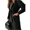 Women's Classic Coat Lapel Collar Open Front Belted Long Jacket Elegant Long Trench Coat – Belted Lapel Collar Overcoat