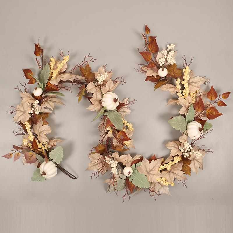 Autumn White Maple Leaf Rattan Decor Pendant for Thanksgiving