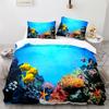 Underwater World Duvet Cover King Queen Blue Ocean Shark Bedding Set For Kids Sea Animal Coral Fish 2/3pcs Polyester Quilt Cover