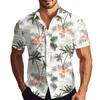Men's Fashion Printed Satin Short Sleeve Shirt Top