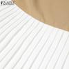 ZANZEA Women Casual Round Neck Sleeveless Pleated Patchwork Dress