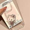 Cute Kt Cat Three-Dimensional Rhinestone Mobile Phone Case For Iphone16Promax Transparent Apple 15 Sweet And Light Luxury 17