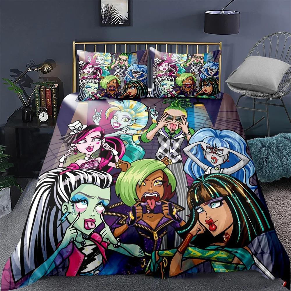 3D Printed Monster High Bedding Collection Duvet Cover Bedroom Comforter Covers Single Twin King Size Quilt Cover Home Textile 23Pcs