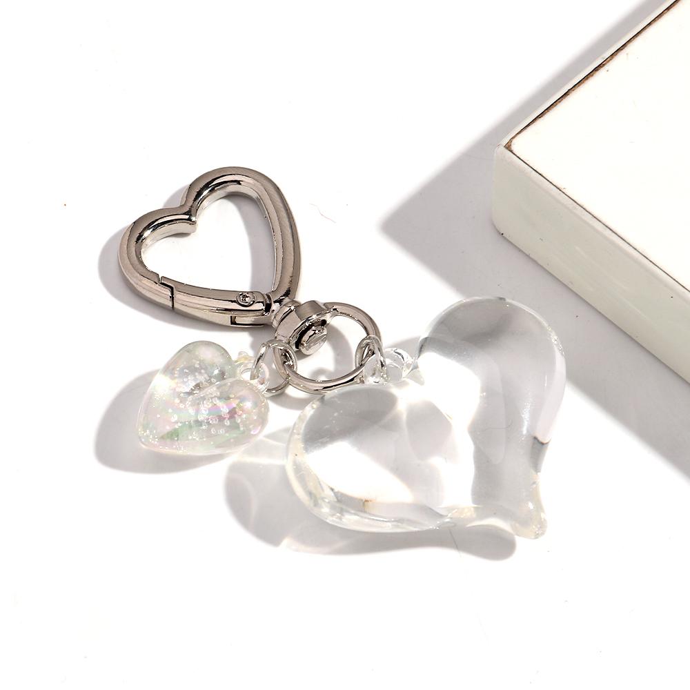 1pcs Sweet Heart Resin Keychain for Women Girl Clear Colorful Love Acrylic Keyring Phone Bag Charms Fashion Accessories Gifts