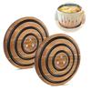 Magnetic Pot Coaster Trivet Set Heat-Resistant Wood Hot Pad with Anti-Slip Silicone Rings Non-Slip Pads for Hot Pots Dishes