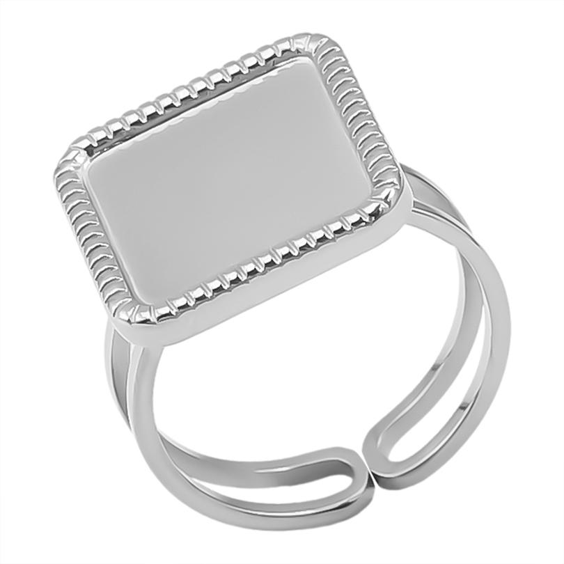 Geometria Semplice Moda Acciaio Inossidabile Anelli Aperti Per Donne Uomini Accessori Colore Argento Cuore Sole Rotondo Base Vuota Fai da Te Anillos