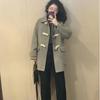 Krátký vlněný kabát dámský zimní korejský styl s rohovými knoflíky bunda vysoce kvalitní drobný svrchní oděv