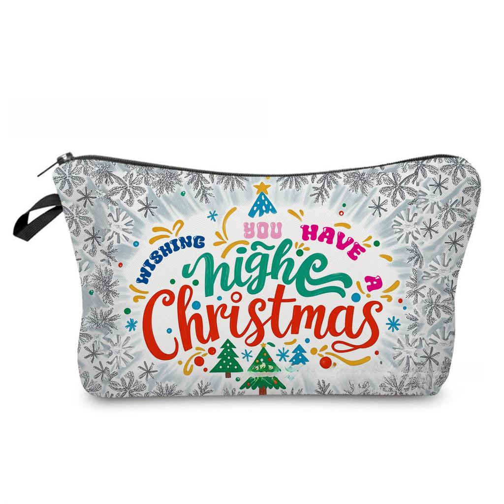 Women Santa Claus Print Cosmetic Bag Toiletries Organize Travel Storage Case 6866 KTB
