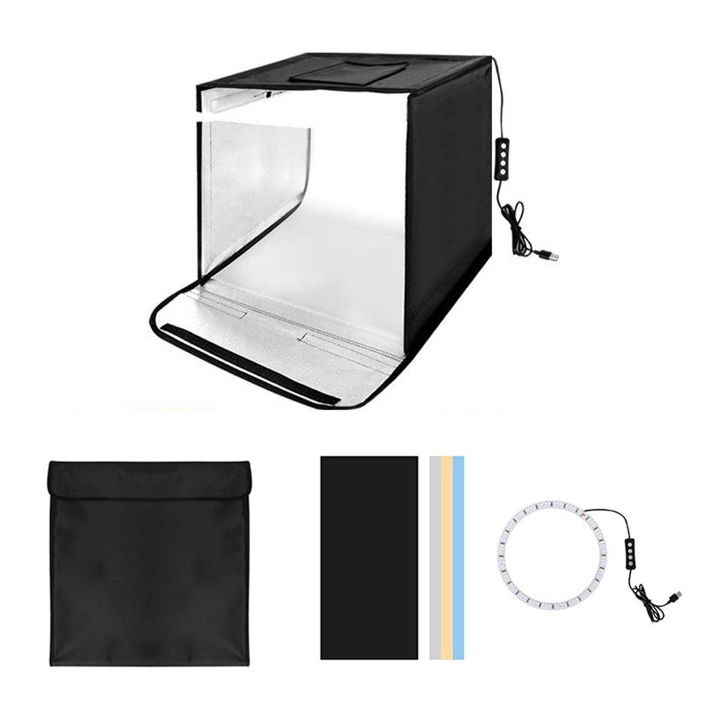 25cm LED Photography Tent Portable Photo Studio Light Box with 3 Color Temperature RGB Ring Light A