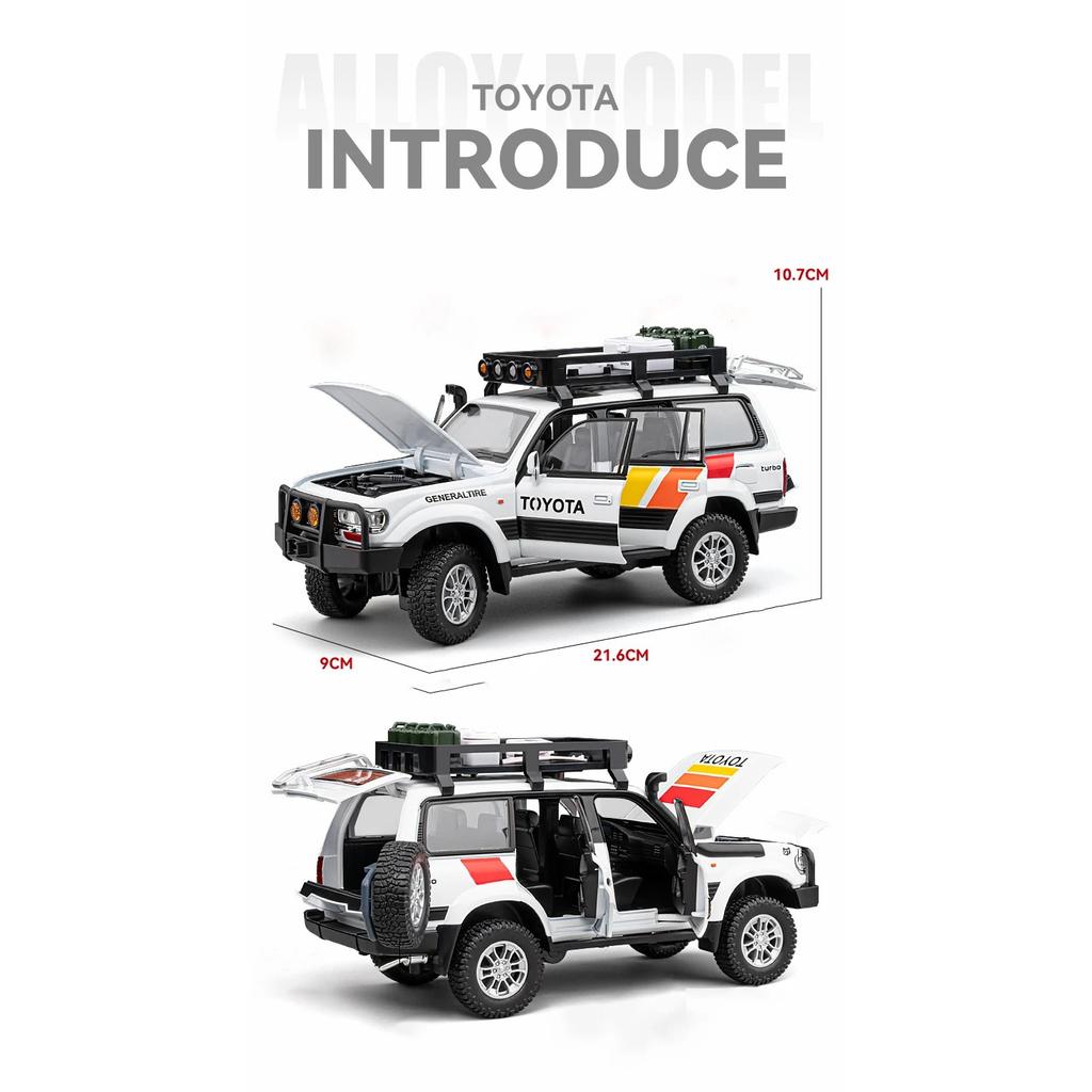 1/24 Toyota Land Cruiser LC80 SUV Alloy Die Cast Toy Car Model Sound and Light Children's Toy Collectibles Birthday Gift