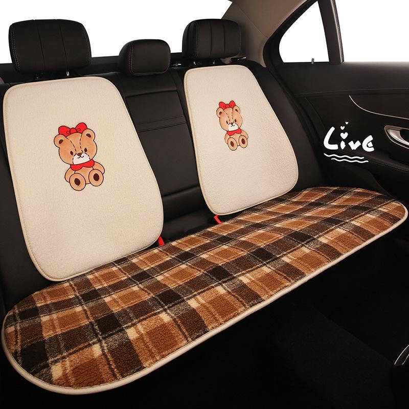 Winter Little Bear Plush Car Seat Cushion for Ford Escape, Mondeo, Focus, Escort