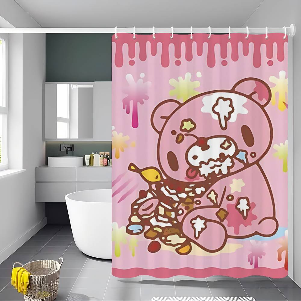Cartoon G-gloomy Bear Simple Shower Curtain Bathroom Shower Curtain Easy To Clean And Scrub Polyester Waterproof Light Opaque 90x180cm