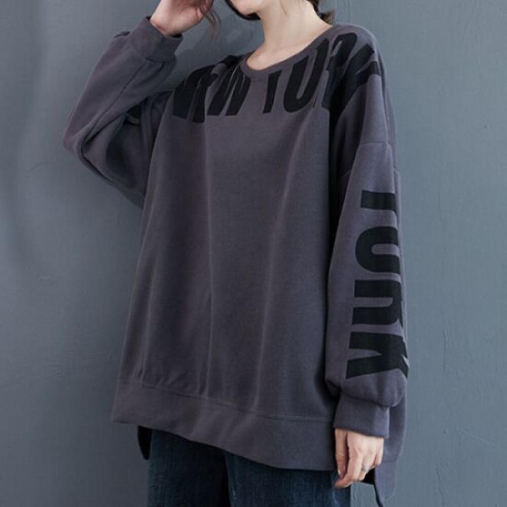 Navava Men LeTTering Round Neck Loose FiT Long Sleeve T shirT nT1437