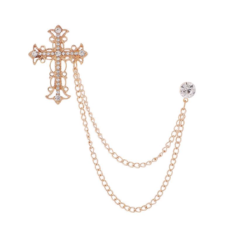 Men's Luxury Lapel Pin Brooch Set - High-End Suit Chain Badge for New Year Gift