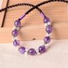 GEMCHIC Women's Ethnic Style Amethyst Beaded Necklace Handmade Braided Rope Choker Vintage Short Pendant Jewelry