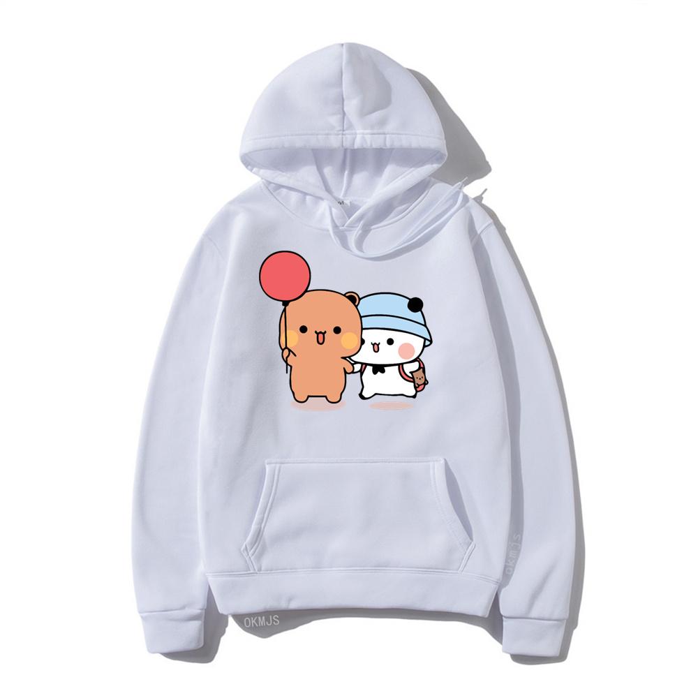 Kreslená Panda Bubu A Dudu Dámská Mikina s Kapucí Plus Size Kawaii Harajuku Kulatý Výstřih Harajuku Unisex Potisk Oblečení s Kapucí