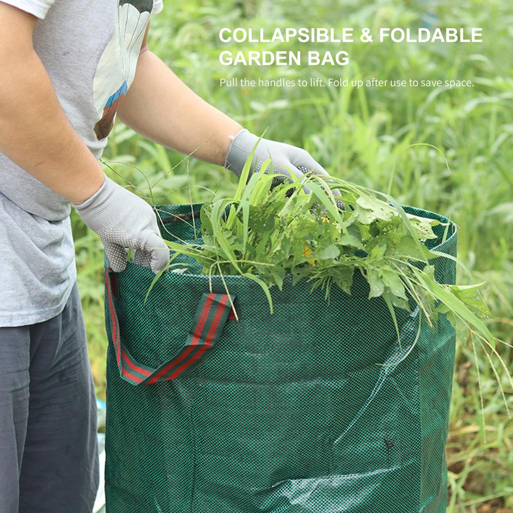 132 Gallon Reusable Yard Waste Bags 3-Pack With Gardening Gloves - Heavy Duty Garden Leaf Bags