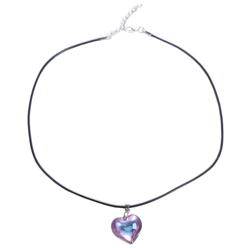 Gothic Red Heart Pendant Punk Heart Necklaces Choker Fashion Heart Crystal Necklace  Women Men