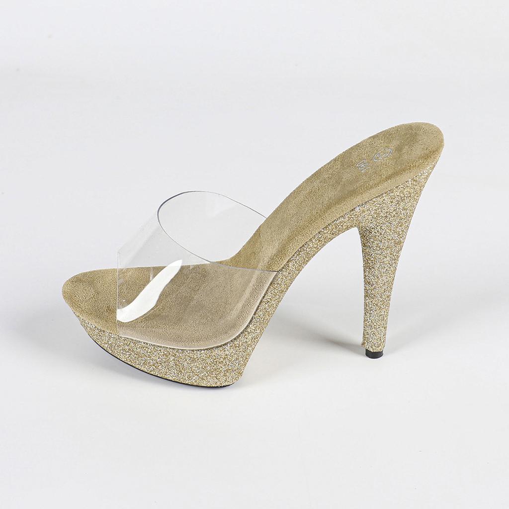 High-heeled Sandals Women's 2025 Summer New Thin-heeled Waterproof Table Rhinestone Model Catwalk Dress Shoes 13CM LFD-1099-Q9