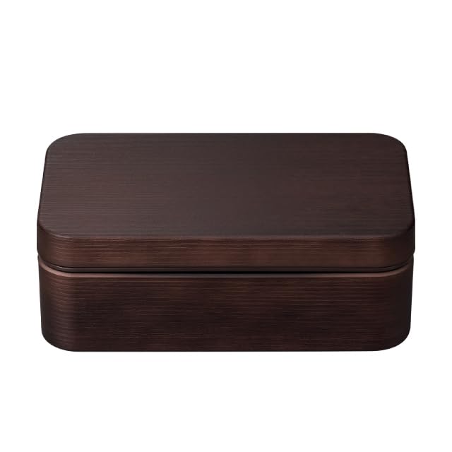 Masakazu Lunch Wood Grain Dark L 79774 Rice-Resistant Box, Rectangular, Brown, (CC)