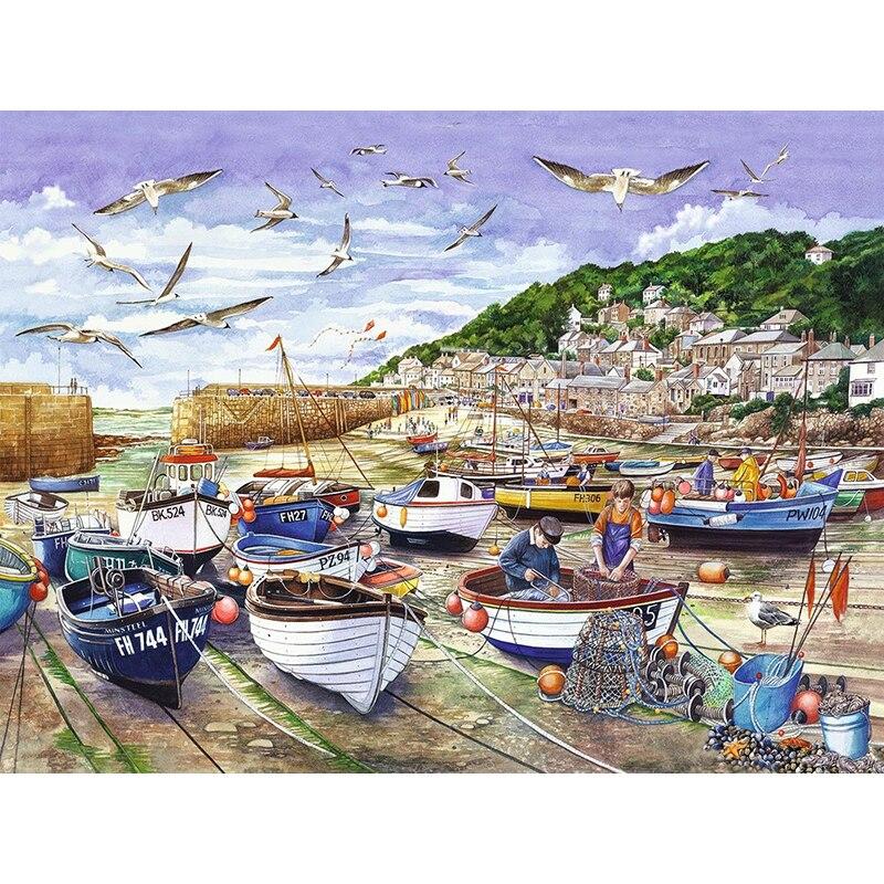 New 5d Diamond Diy Painting Sea View Diamond Embroidery Scenery Pier Cross Stitch Full Round Drill Home Decor Art Gift