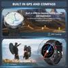 New Military Men 1100mAh Durable Battery Smart Watch With GPS Compass 10ATM Waterproof 1.7"AMOLED Screen Outdoor Swim Smartwatch