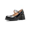 Retro Mary Jane female ugly cute high heels niche temperament wedding shoes black small leather shoes niche design