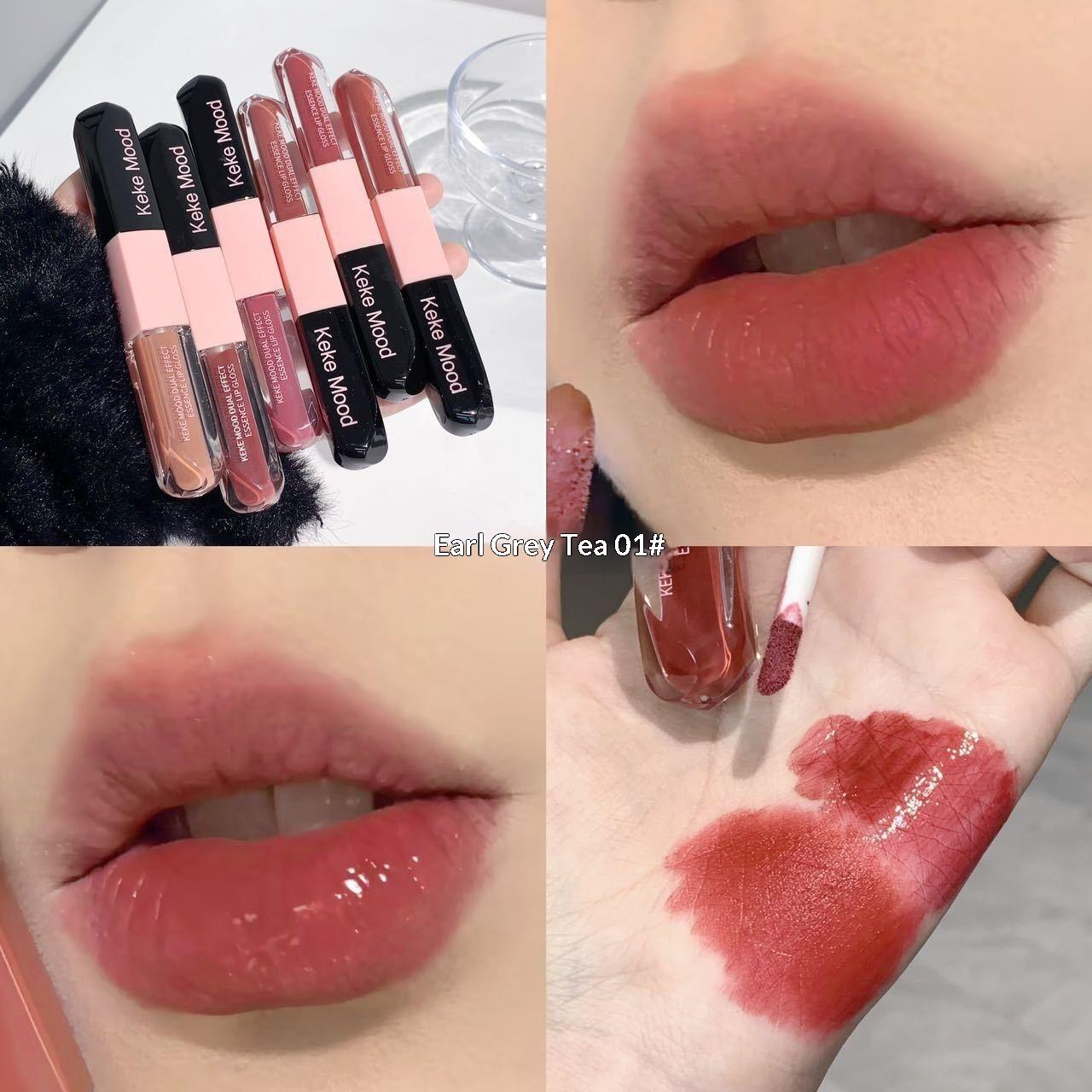 

Double Head Double Effect Lip Glaze Velvet Matte Mirror Water Light Double Texture Natural Versatile and Diverse Lip Makeup 2ml+2ml